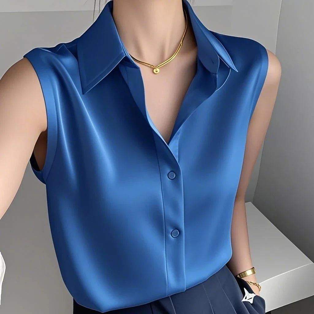 Aria | Graceful Sleeveless Collared Party Top