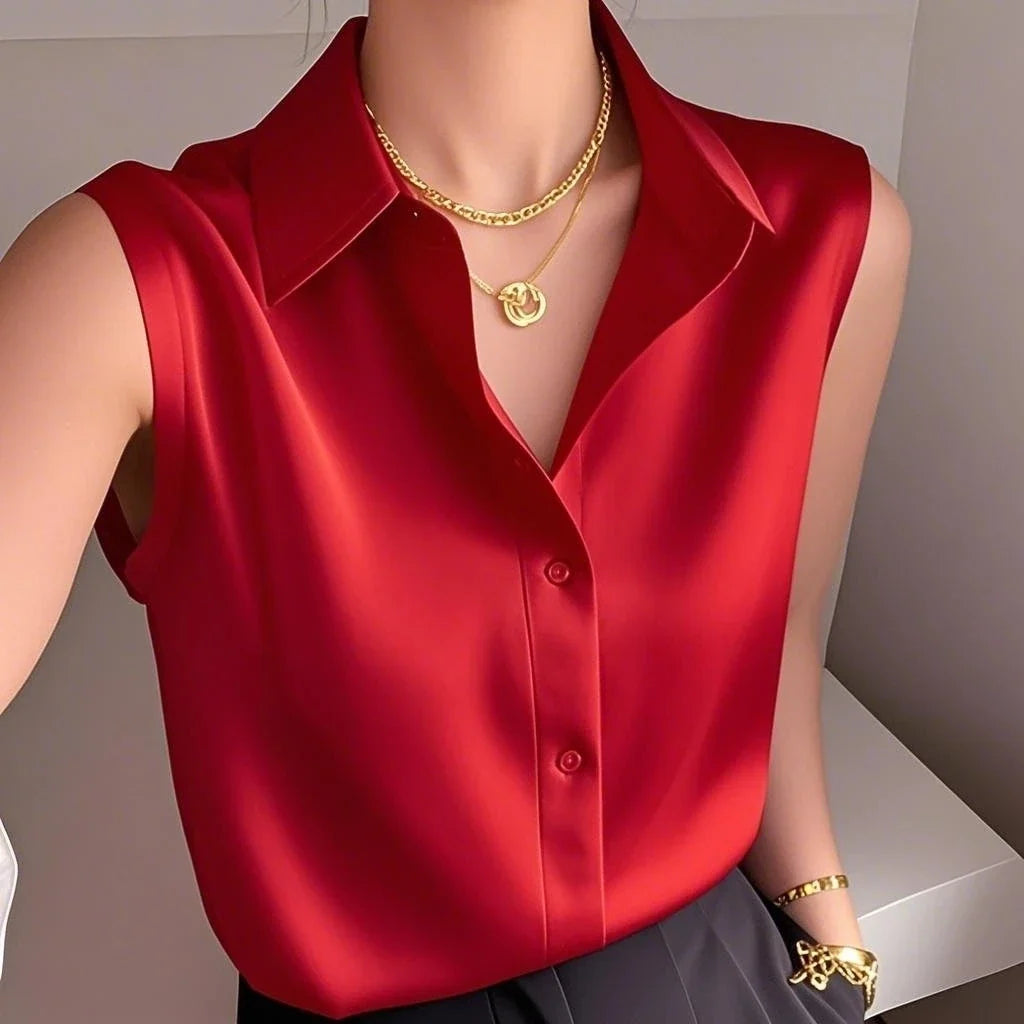 Aria | Graceful Sleeveless Collared Party Top