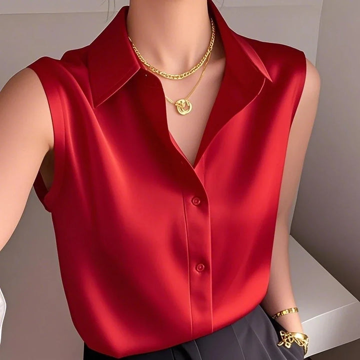 Aria | Graceful Sleeveless Collared Party Top