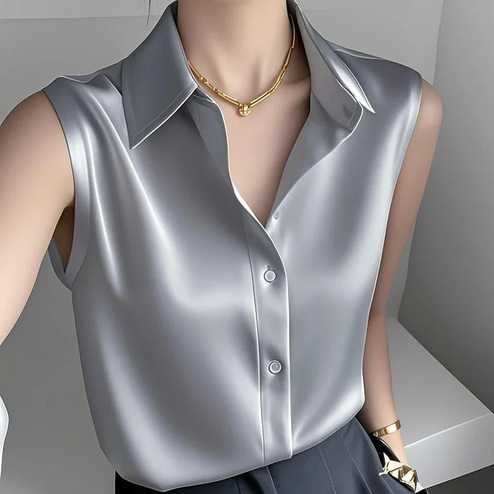 Aria | Graceful Sleeveless Collared Party Top
