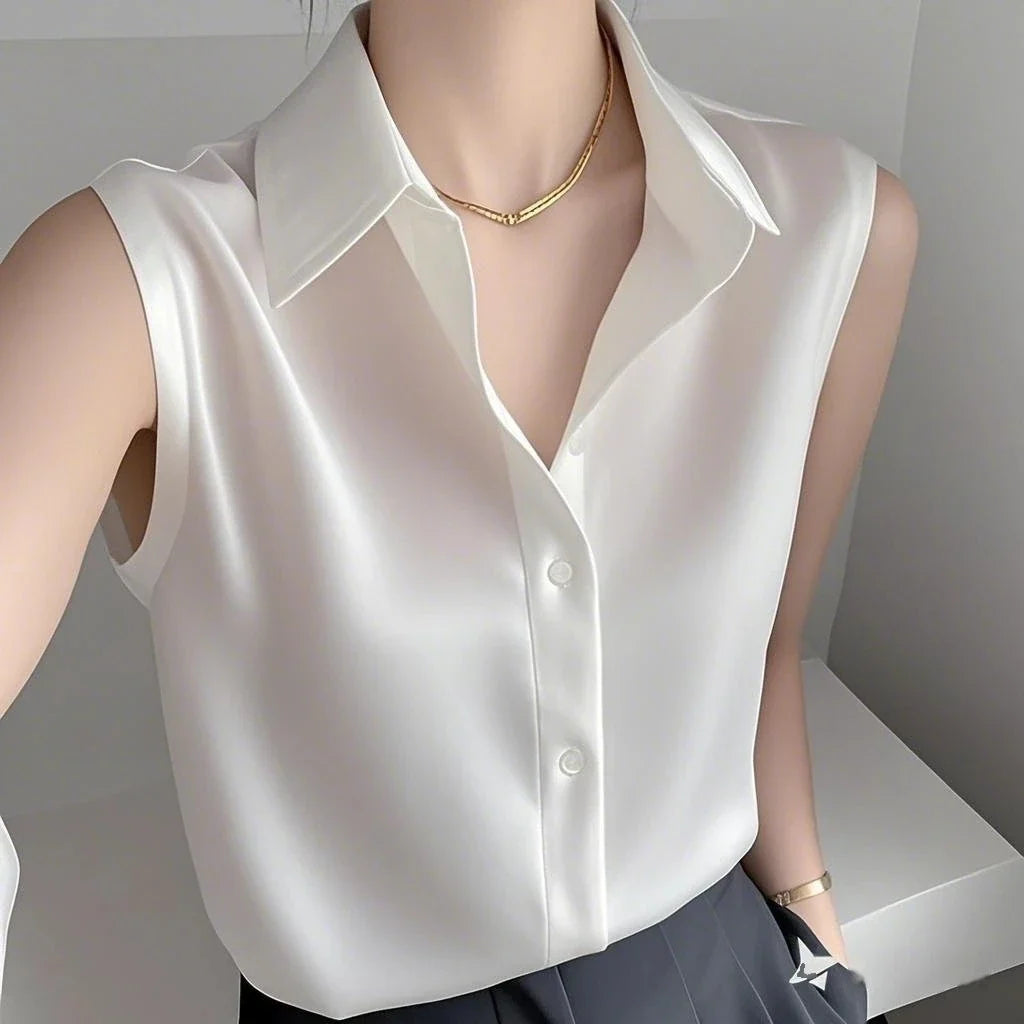 Aria | Graceful Sleeveless Collared Party Top