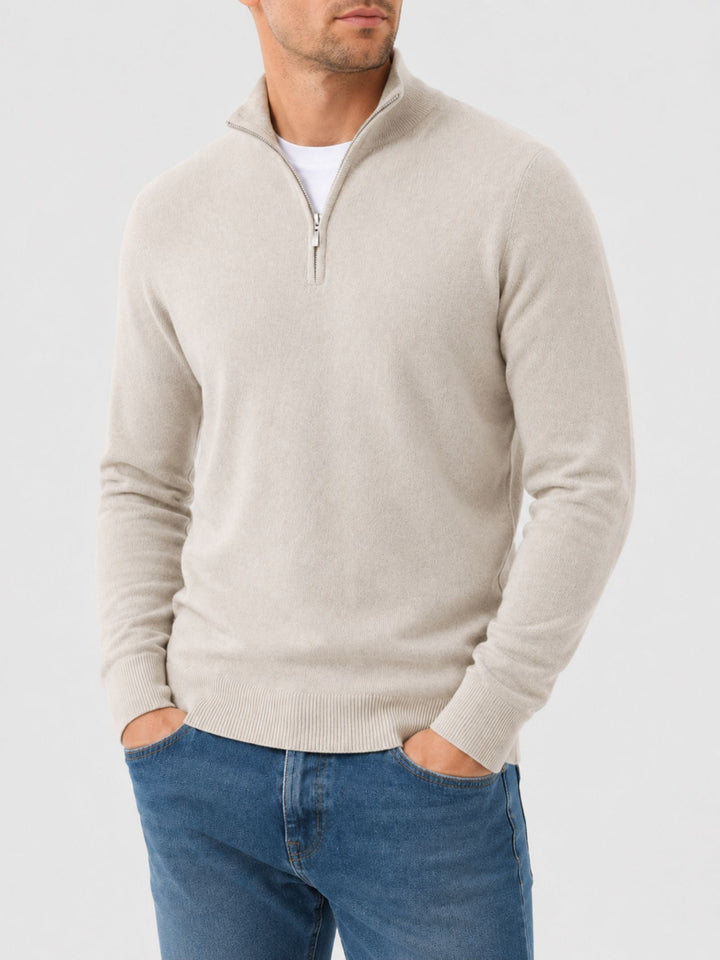 Arlo | Polished Ribbed Cuff Quarter Zip Mens Jumpers