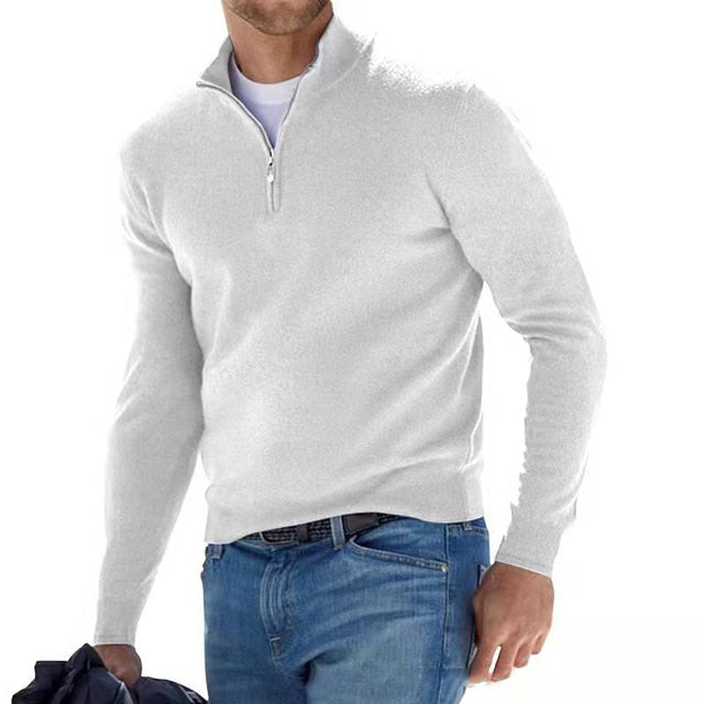 Arlo | Polished Ribbed Cuff Quarter Zip Mens Jumpers