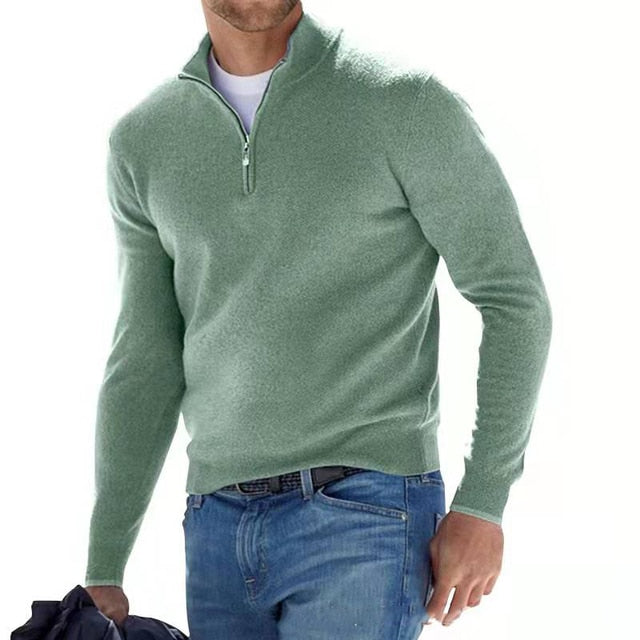 Arlo | Polished Ribbed Cuff Quarter Zip Mens Jumpers