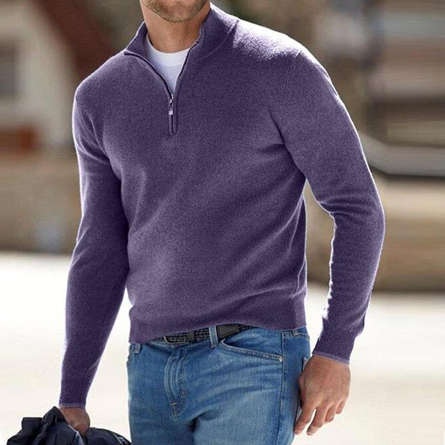 Arlo | Polished Ribbed Cuff Quarter Zip Mens Jumpers