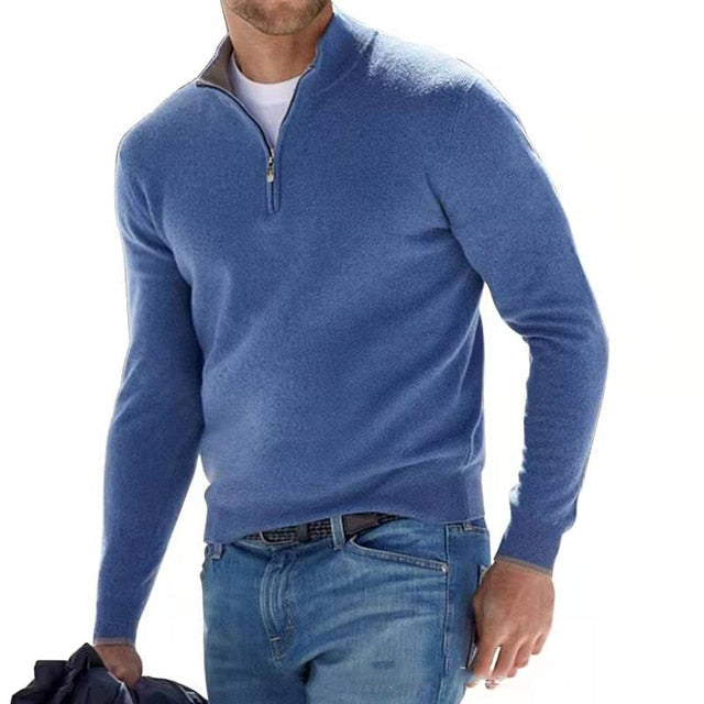 Arlo | Polished Ribbed Cuff Quarter Zip Mens Jumpers