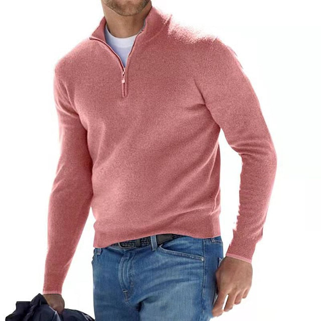 Arlo | Polished Ribbed Cuff Quarter Zip Mens Jumpers