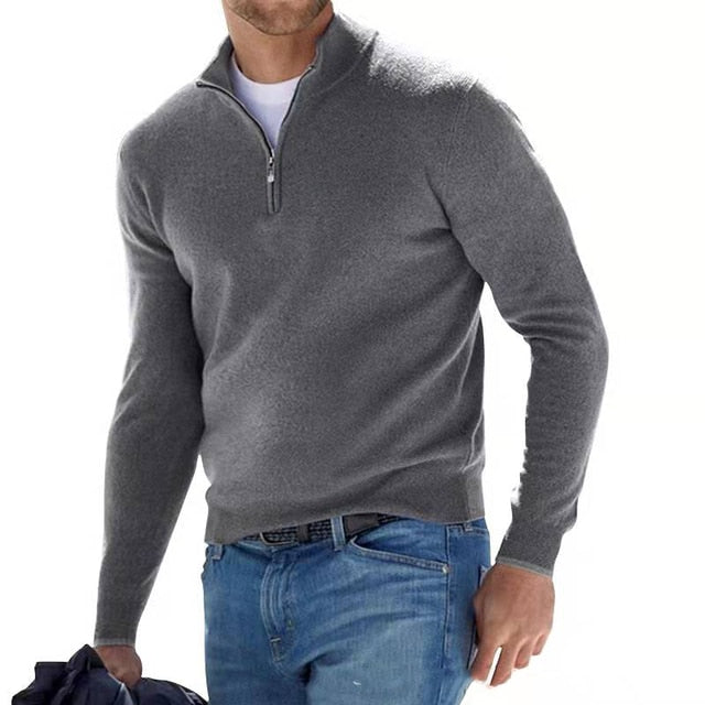 Arlo | Polished Ribbed Cuff Quarter Zip Mens Jumpers