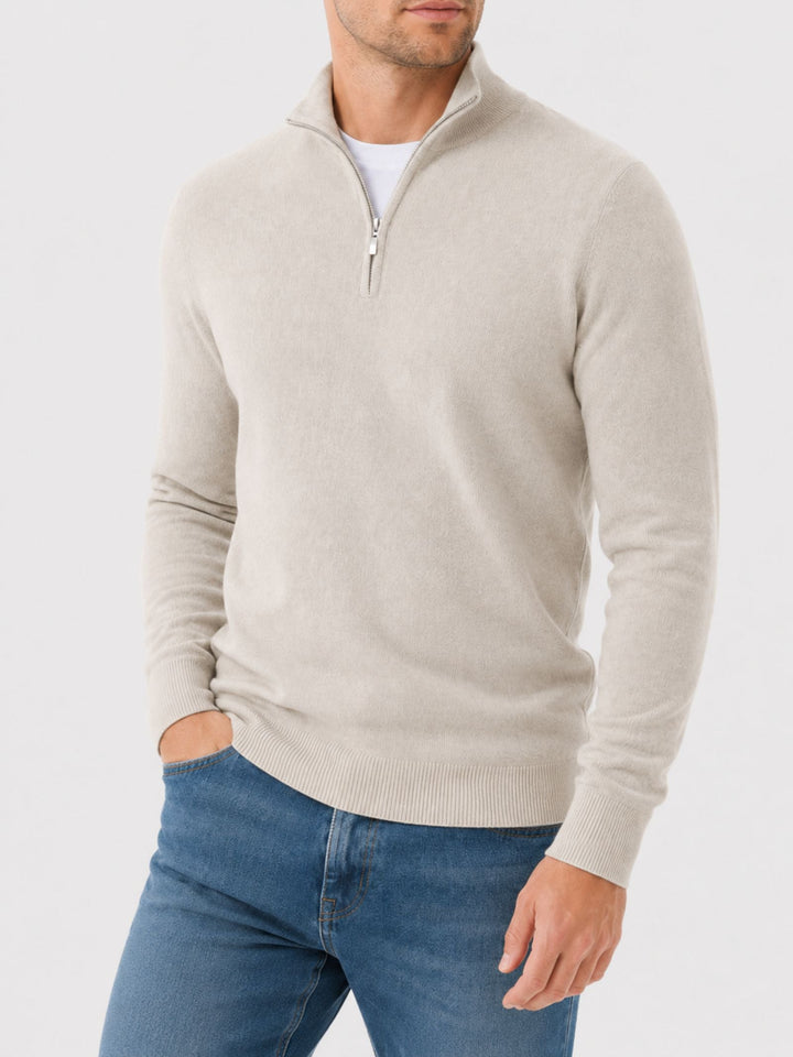 Arlo | Polished Ribbed Cuff Quarter Zip Mens Jumpers