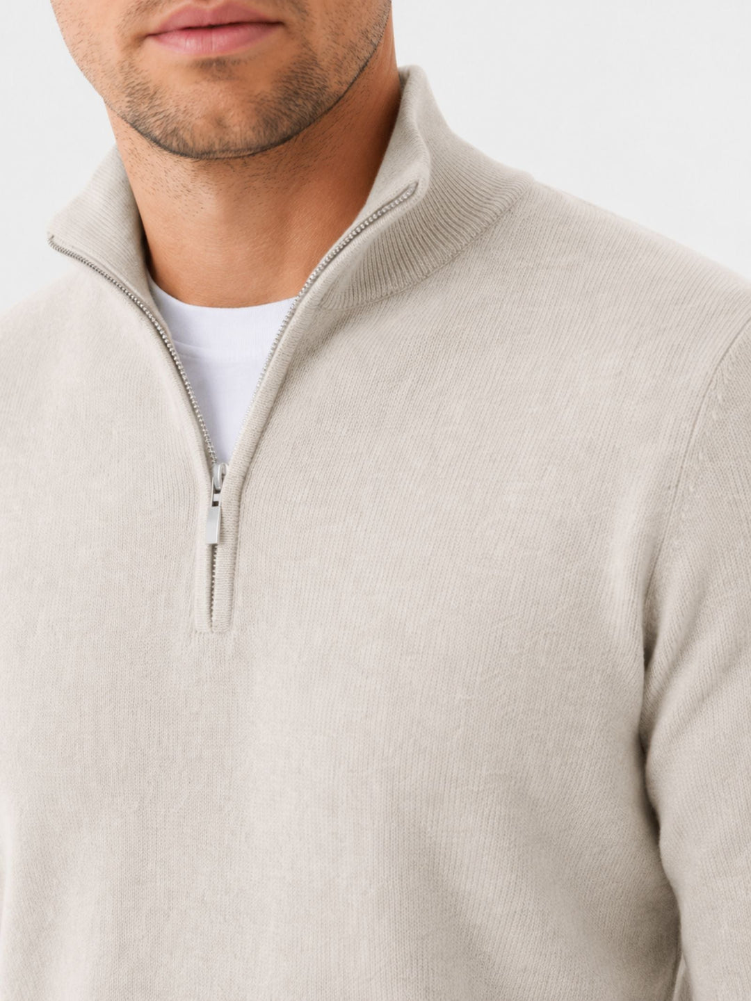 Arlo | Polished Ribbed Cuff Quarter Zip Mens Jumpers
