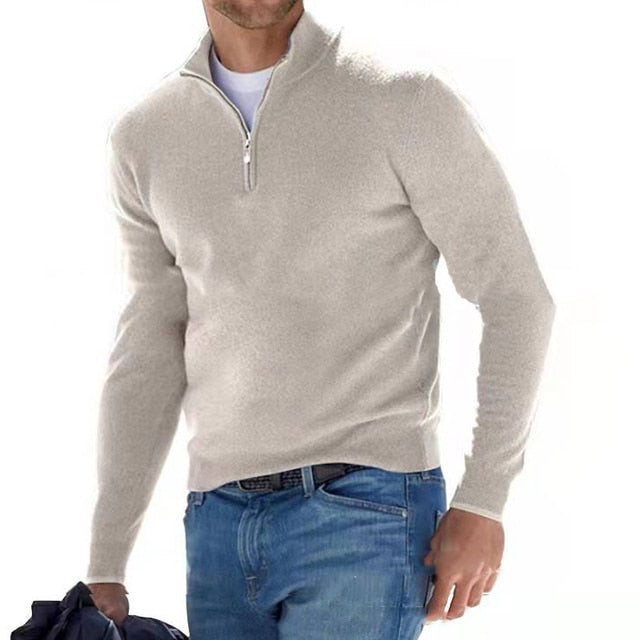 Arlo | Polished Ribbed Cuff Quarter Zip Mens Jumpers