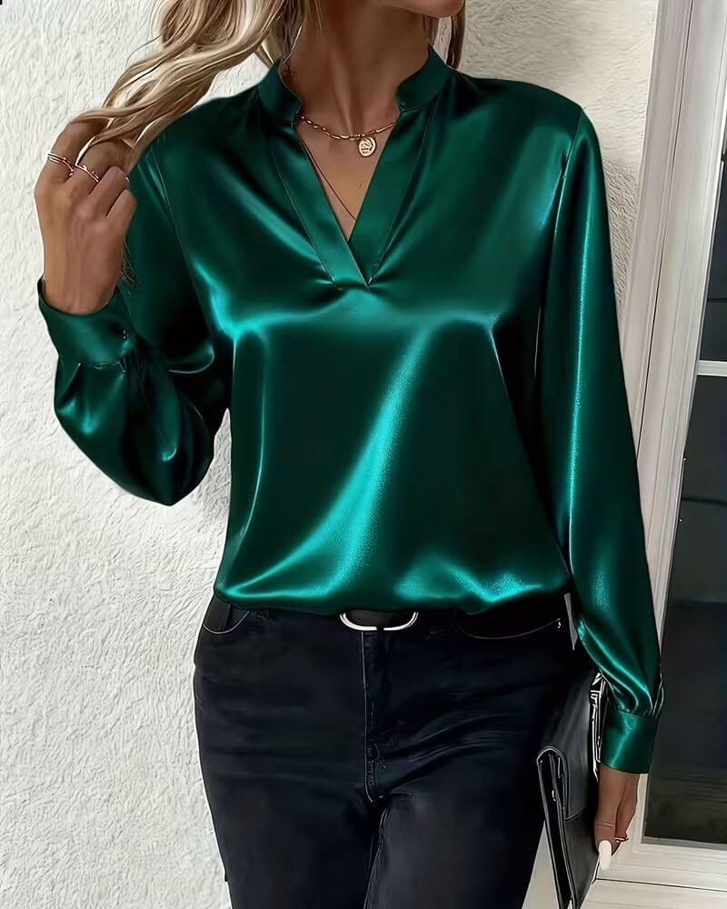 Athena | Elegant Satin V-Neck Party Top