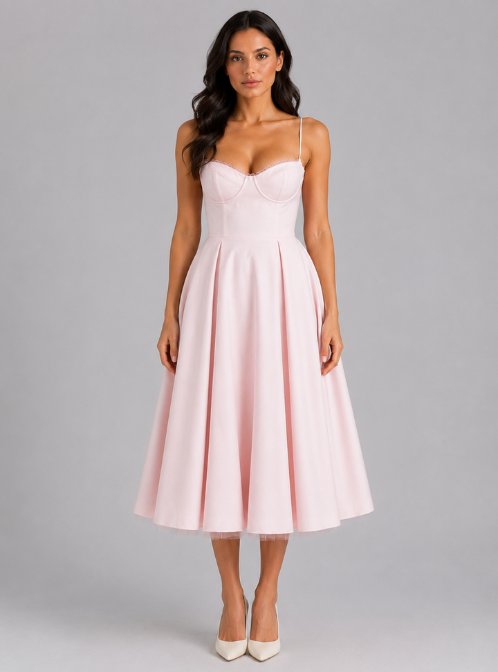 Athena | Polished Corset Midi Christmas Party Dress