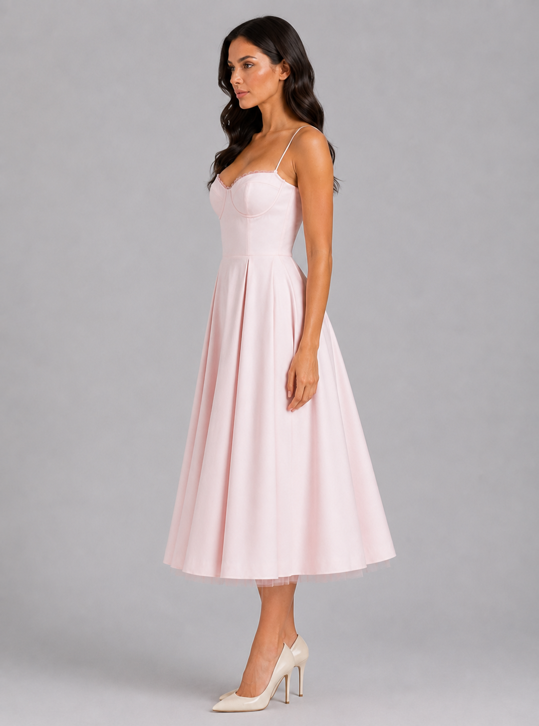 Athena | Polished Corset Midi Christmas Party Dress