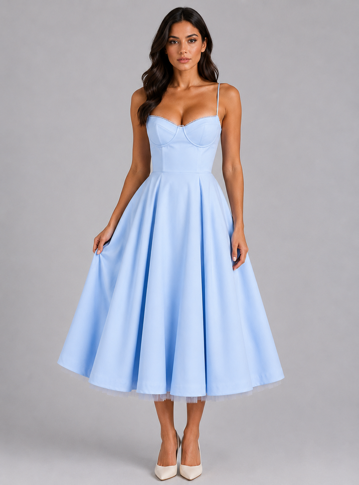 Athena | Polished Corset Midi Christmas Party Dress