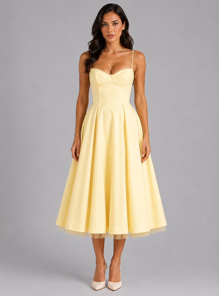 Athena | Polished Corset Midi Christmas Party Dress