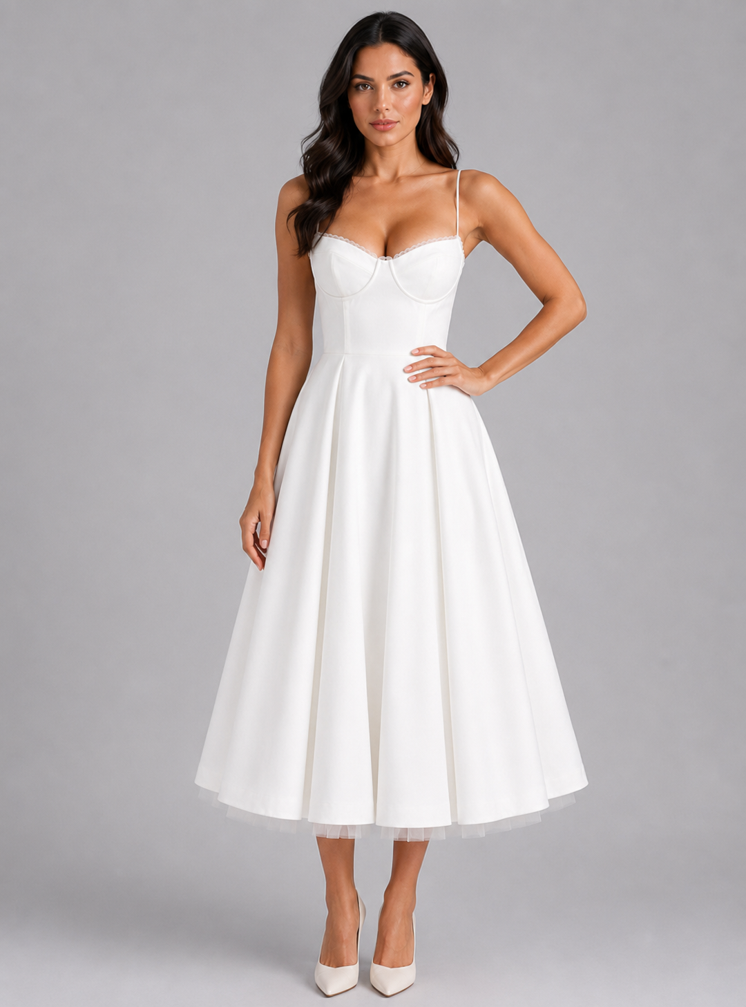 Athena | Polished Corset Midi Christmas Party Dress