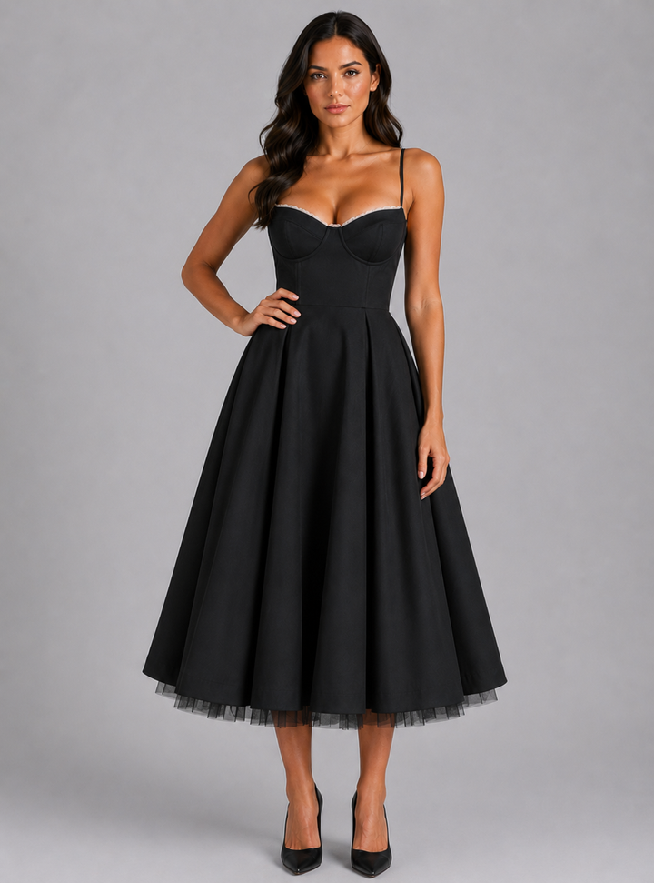Athena | Polished Corset Midi Christmas Party Dress