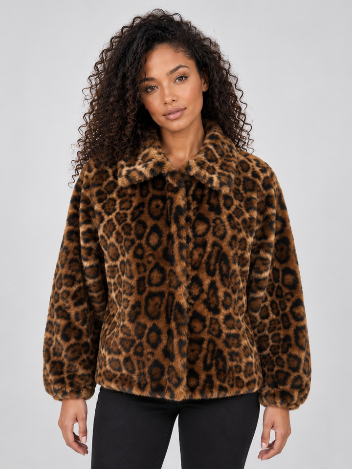 Athena | Timeless Leopard Print Faux Fur Coat