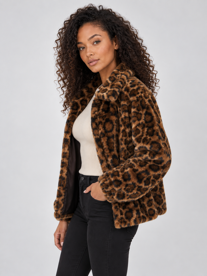 Athena | Timeless Leopard Print Faux Fur Coat