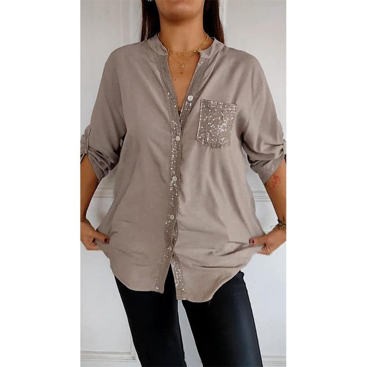 Aurora | Refined Sequin Trim Button-Through Party Top