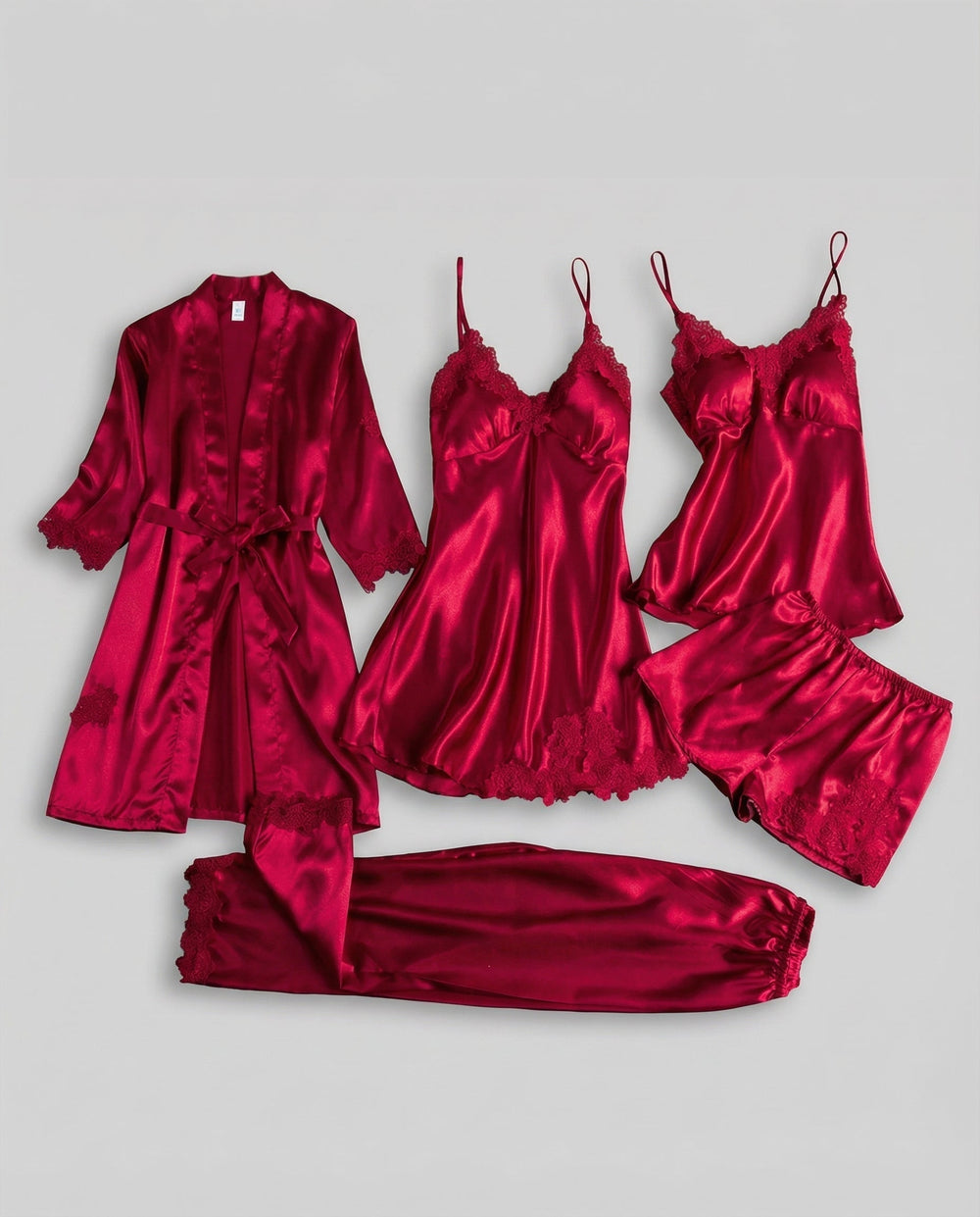 Aurora | Relaxed Lace-Trim Ladies Pyjamas with Kimono Robe