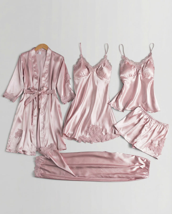 Aurora | Relaxed Lace-Trim Ladies Pyjamas with Kimono Robe