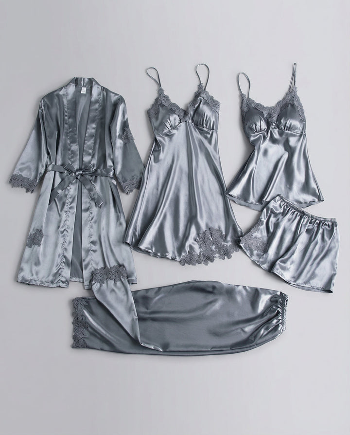 Aurora | Relaxed Lace-Trim Ladies Pyjamas with Kimono Robe