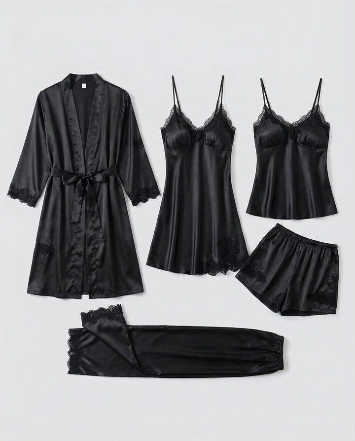 Aurora | Relaxed Lace-Trim Ladies Pyjamas with Kimono Robe