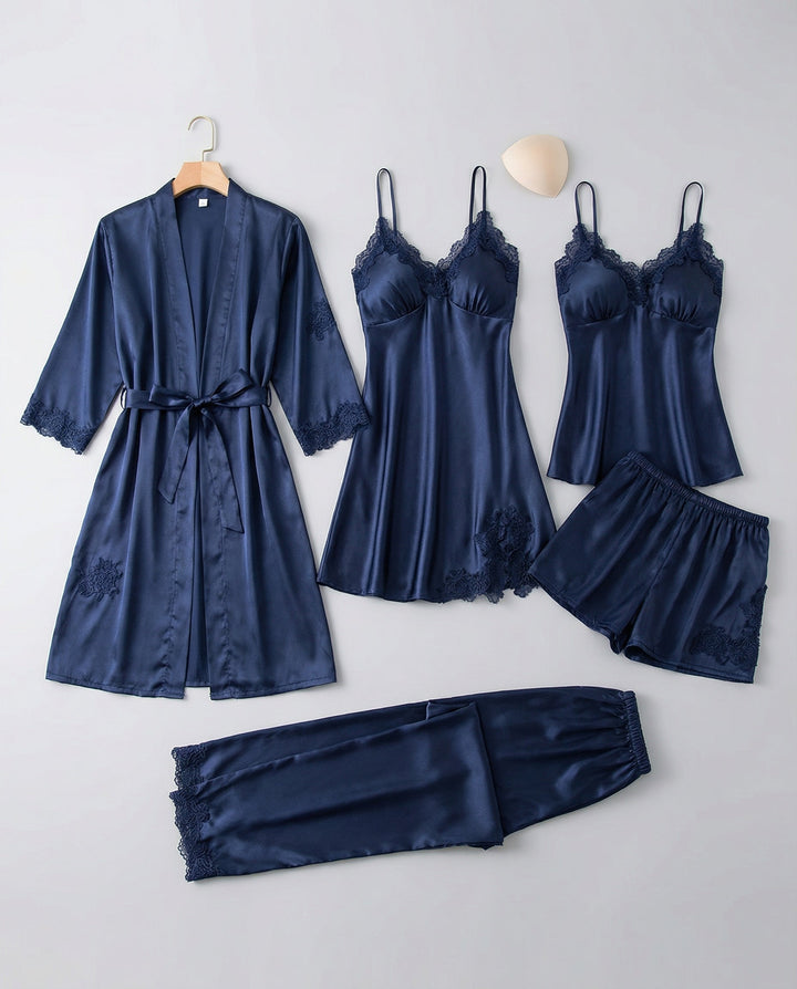 Aurora | Relaxed Lace-Trim Ladies Pyjamas with Kimono Robe