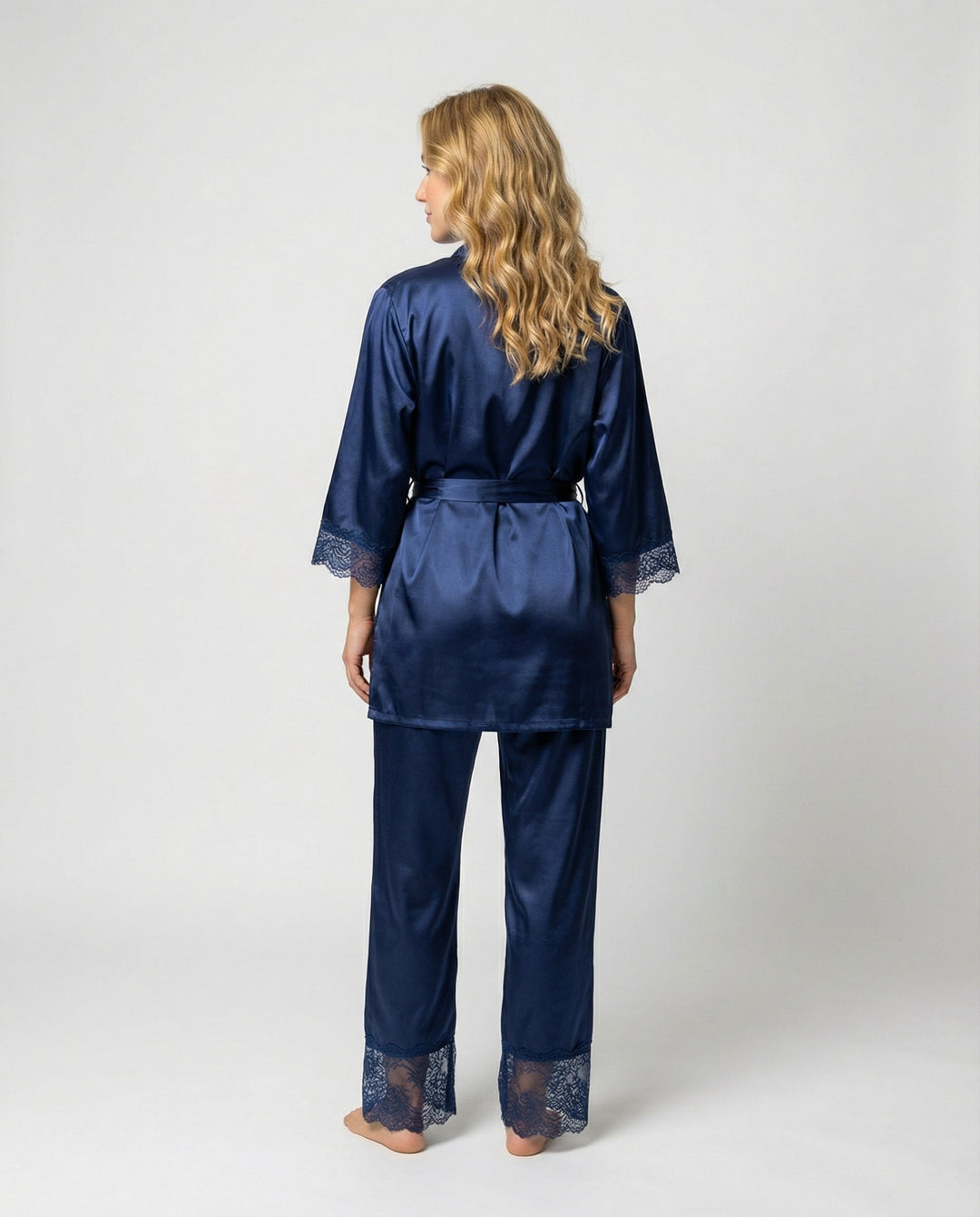 Aurora | Relaxed Lace-Trim Ladies Pyjamas with Kimono Robe