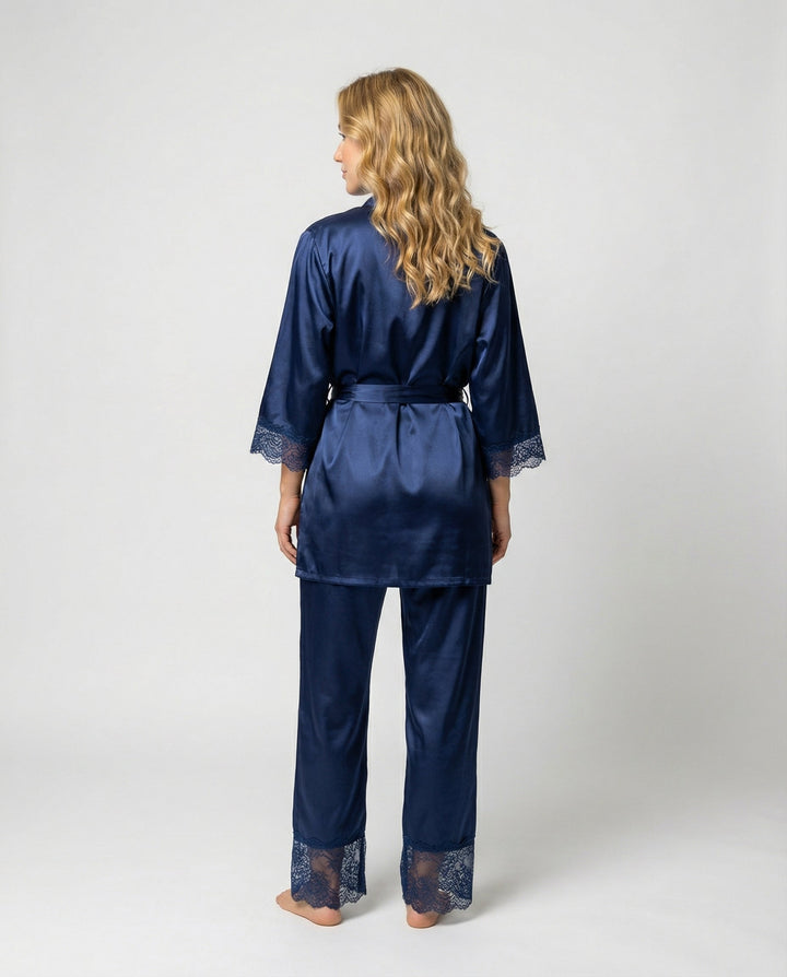 Aurora | Relaxed Lace-Trim Ladies Pyjamas with Kimono Robe
