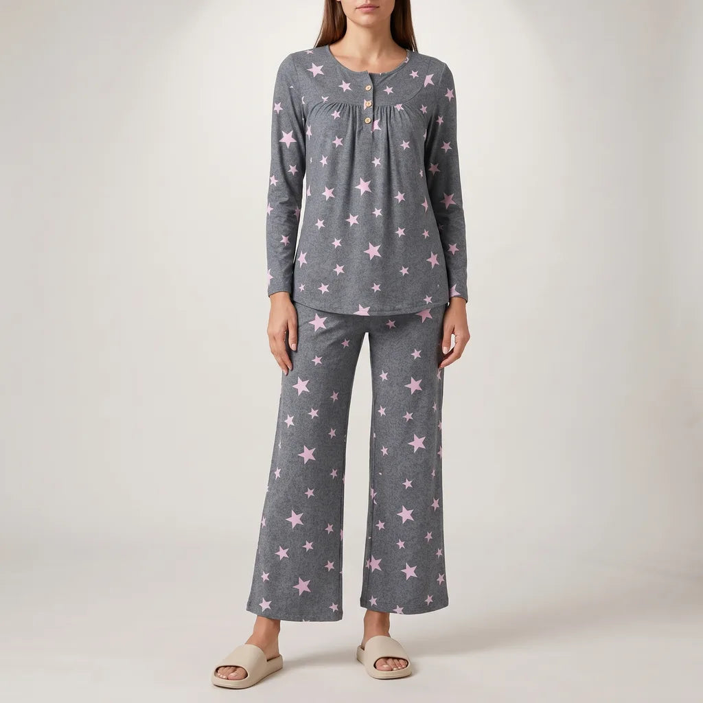 Aurora | Star Print Long Sleeve Ladies Pyjamas