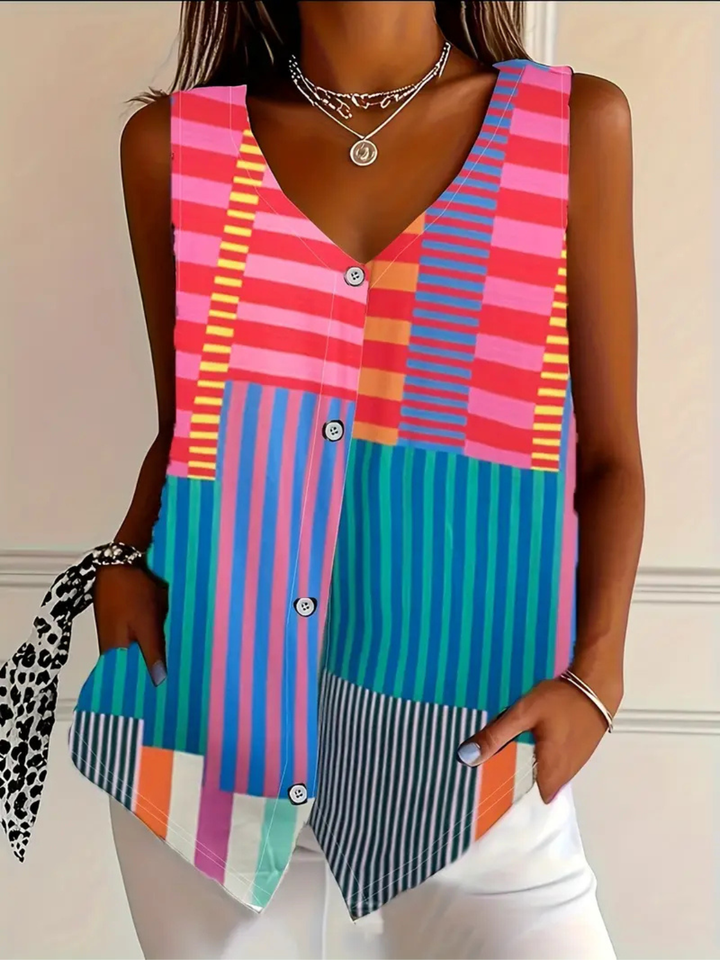 Aurora | Stylish Sleeveless Button Front Party Top