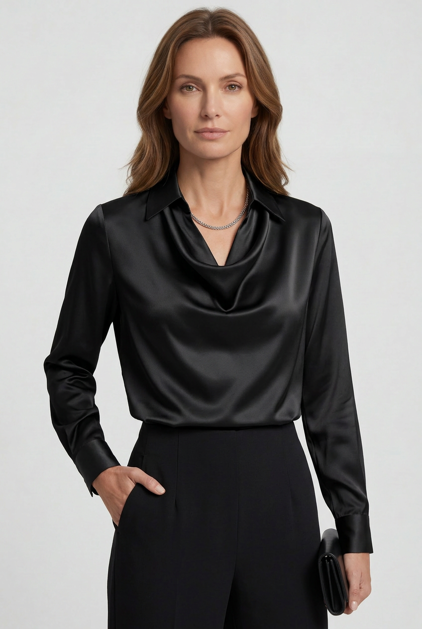 Ava | Cosy Cowl Neck Satin-Look Party Top