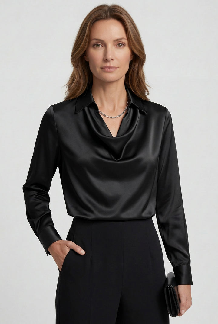 Ava | Cosy Cowl Neck Satin-Look Party Top
