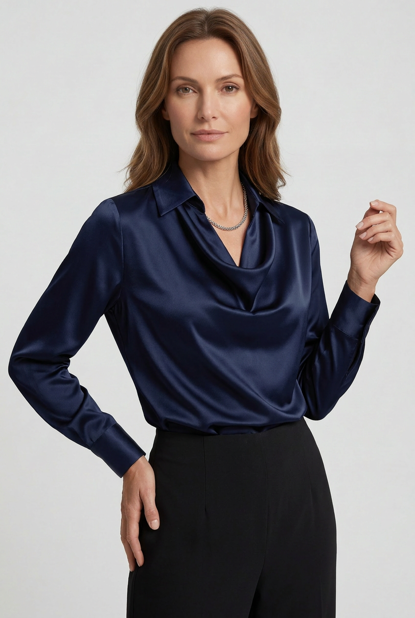 Ava | Cosy Cowl Neck Satin-Look Party Top