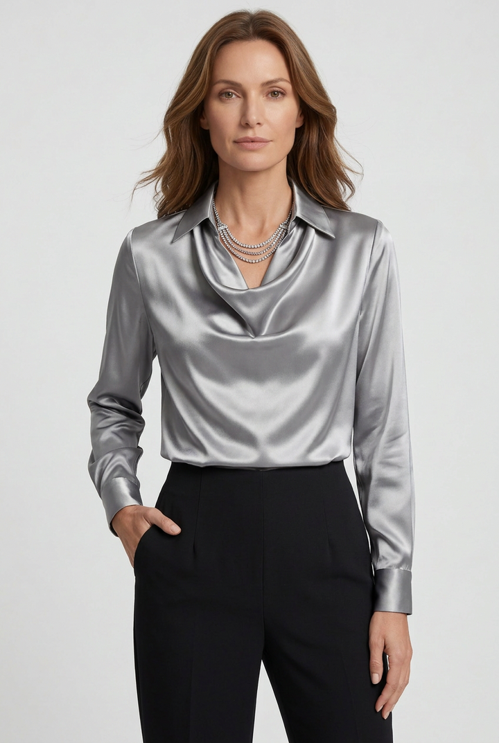 Ava | Cosy Cowl Neck Satin-Look Party Top