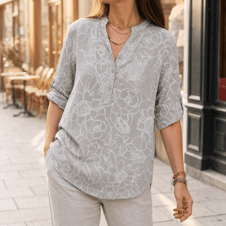 Ava | Elegant Floral Sequin Pocket Party Top