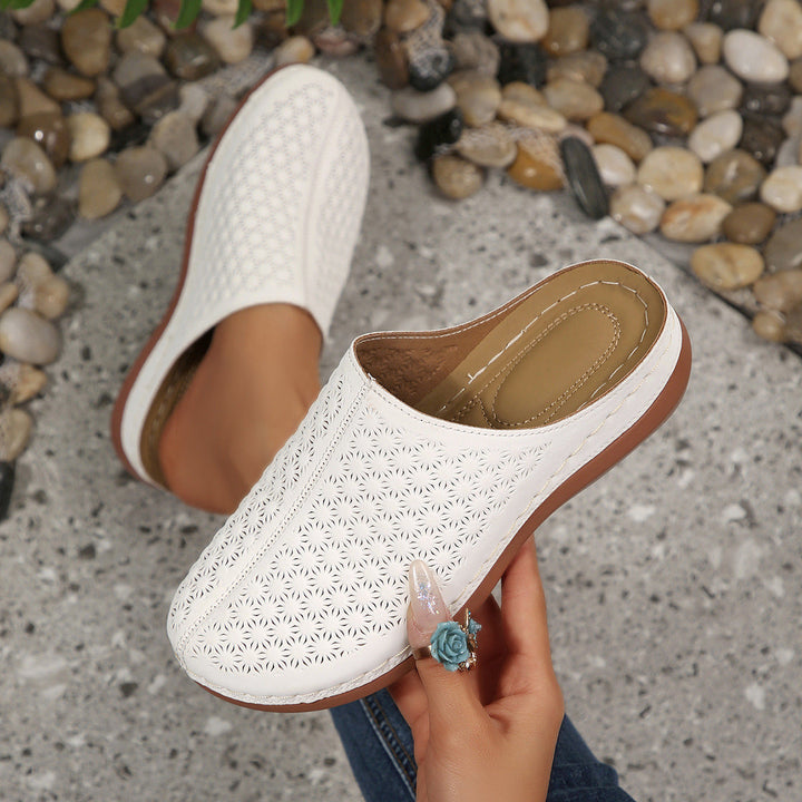 Ava | Refined Floral Cut-Out Mule Slippers
