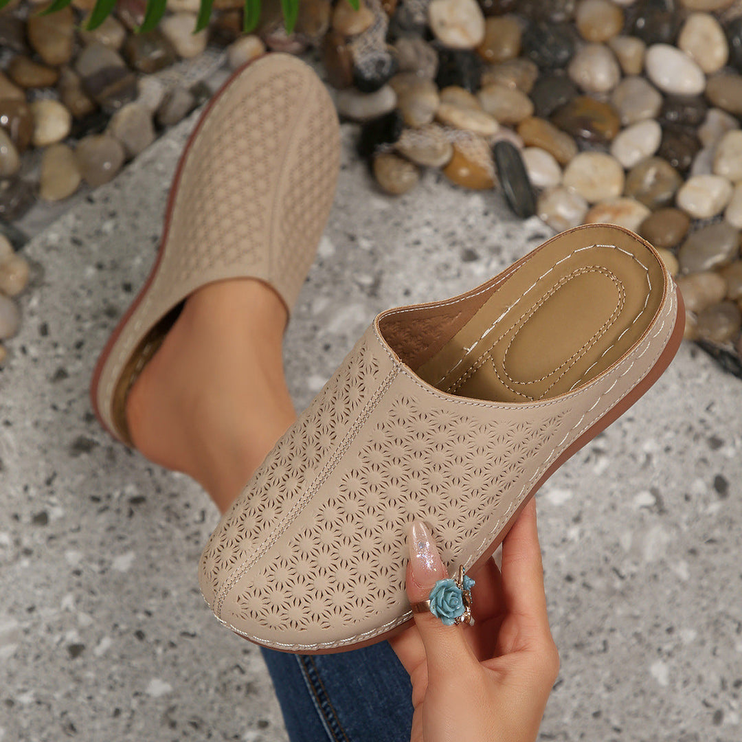Ava | Refined Floral Cut-Out Mule Slippers