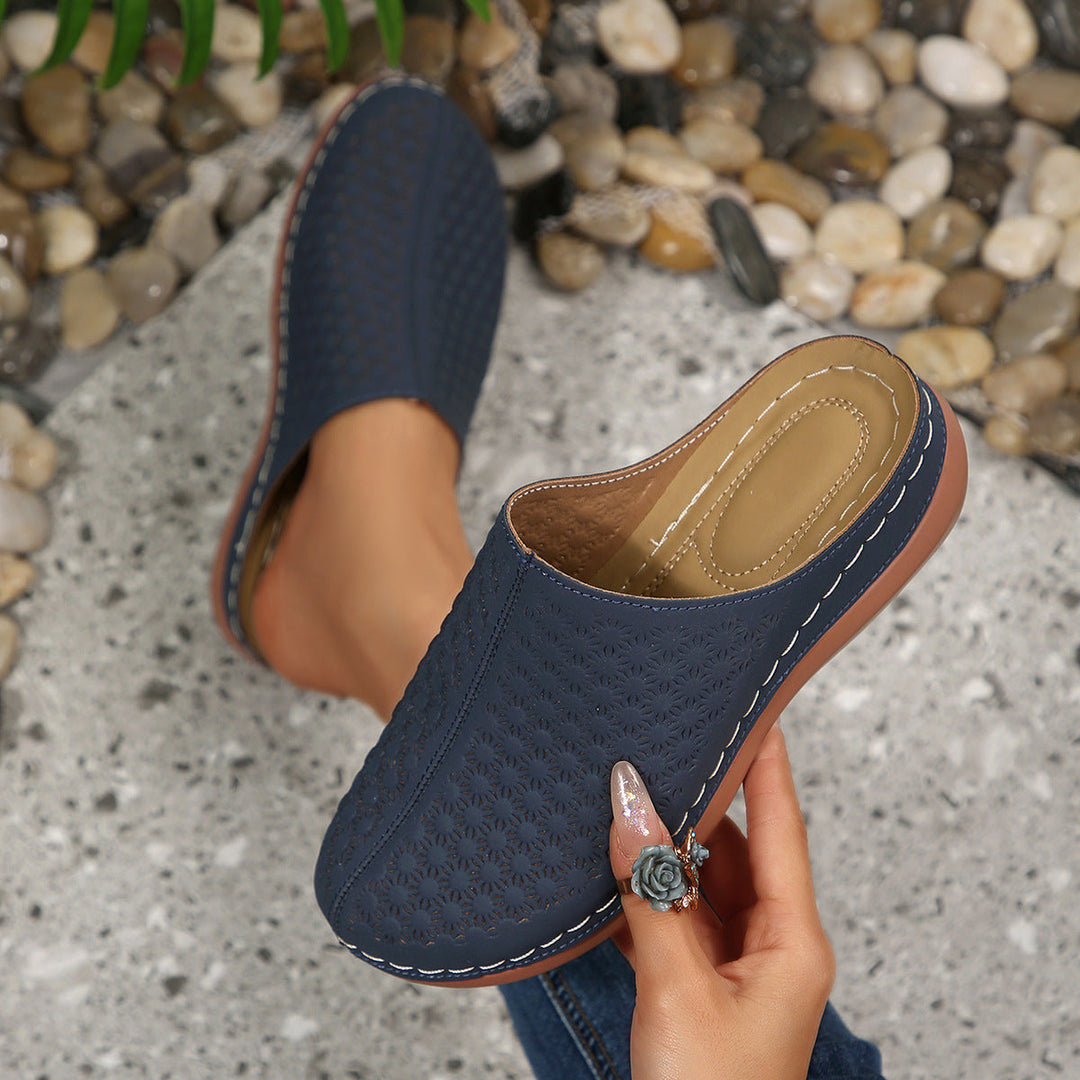 Ava | Refined Floral Cut-Out Mule Slippers