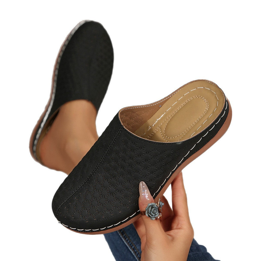 Ava | Refined Floral Cut-Out Mule Slippers
