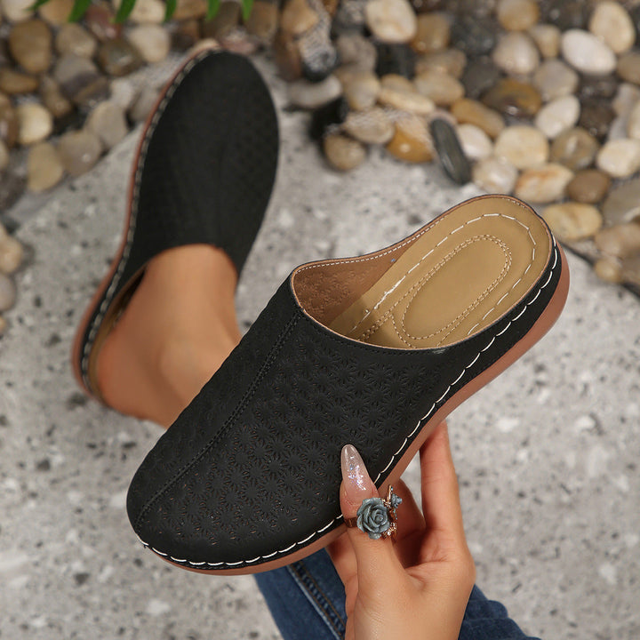 Ava | Refined Floral Cut-Out Mule Slippers
