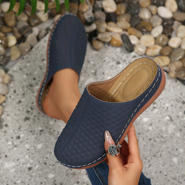 Ava | Refined Floral Cut-Out Mule Slippers