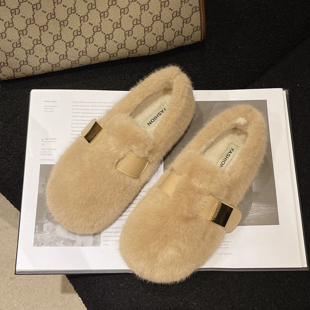 Ayla | Elegant Fluffy Buckle Slipper Mules