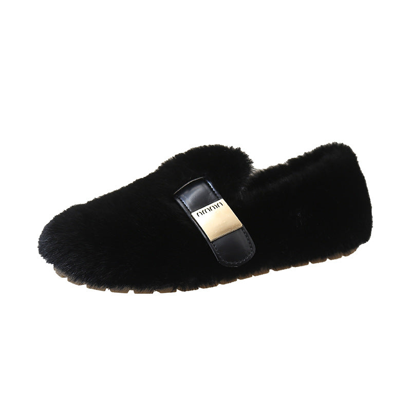 Ayla | Elegant Fluffy Buckle Slipper Mules