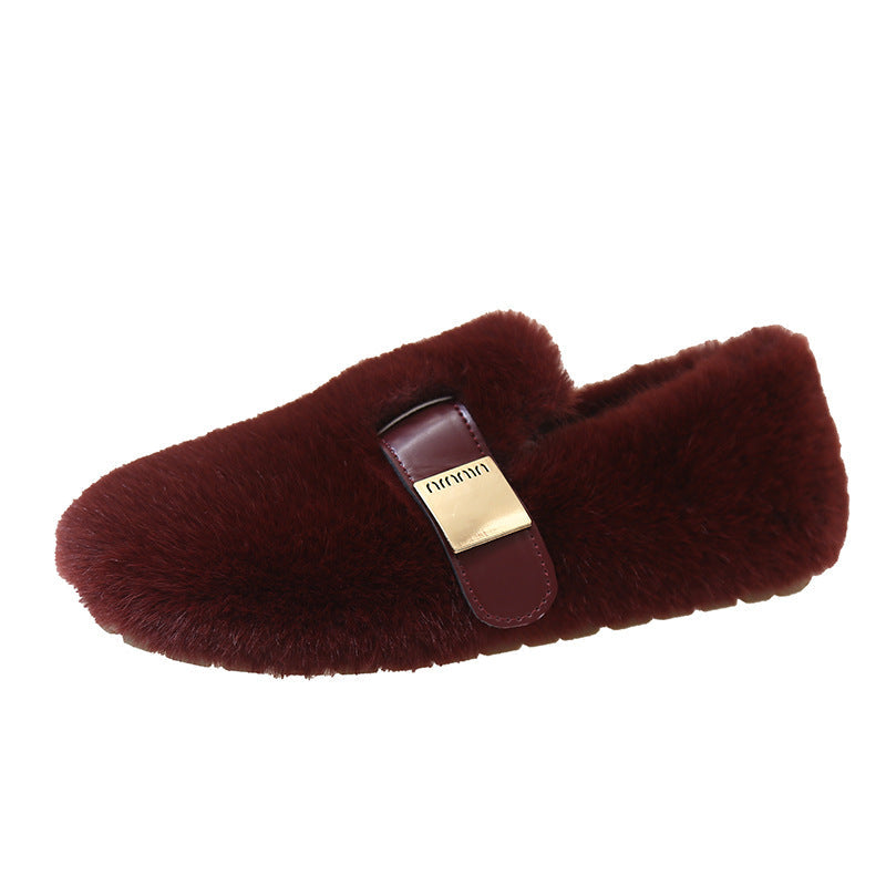Ayla | Elegant Fluffy Buckle Slipper Mules
