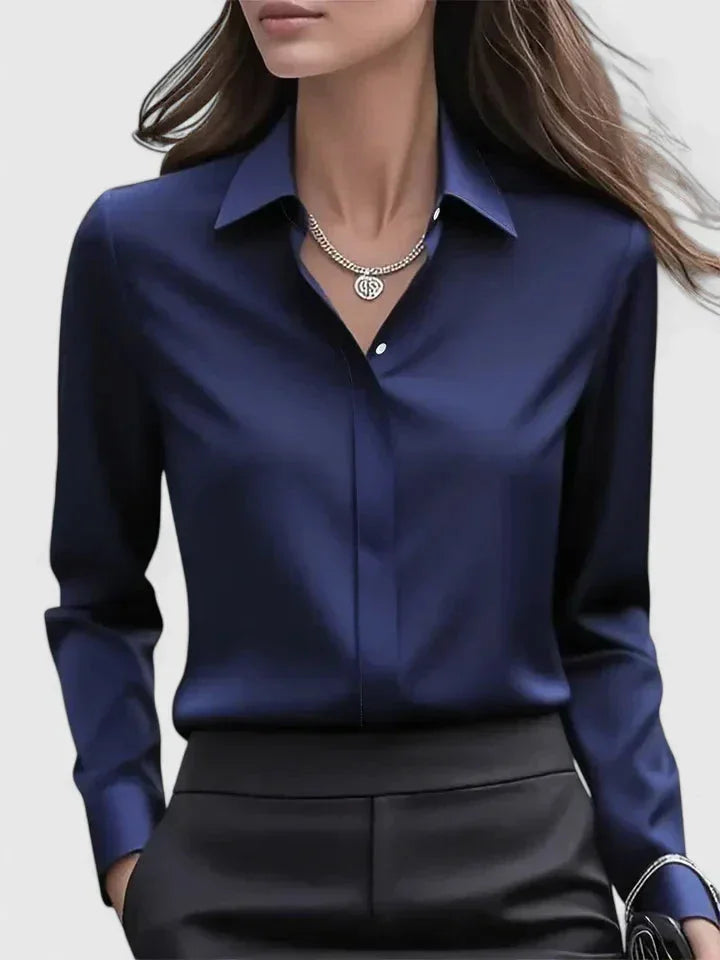 Bella | Effortless Collared Long Sleeve Party Top