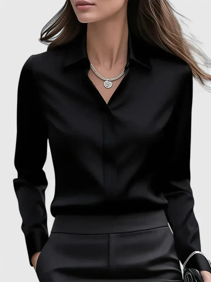 Bella | Effortless Collared Long Sleeve Party Top